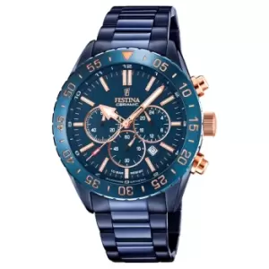 Image of Festina F20576-1 Mens Chronograph With Blue Tone Steel Bracelet