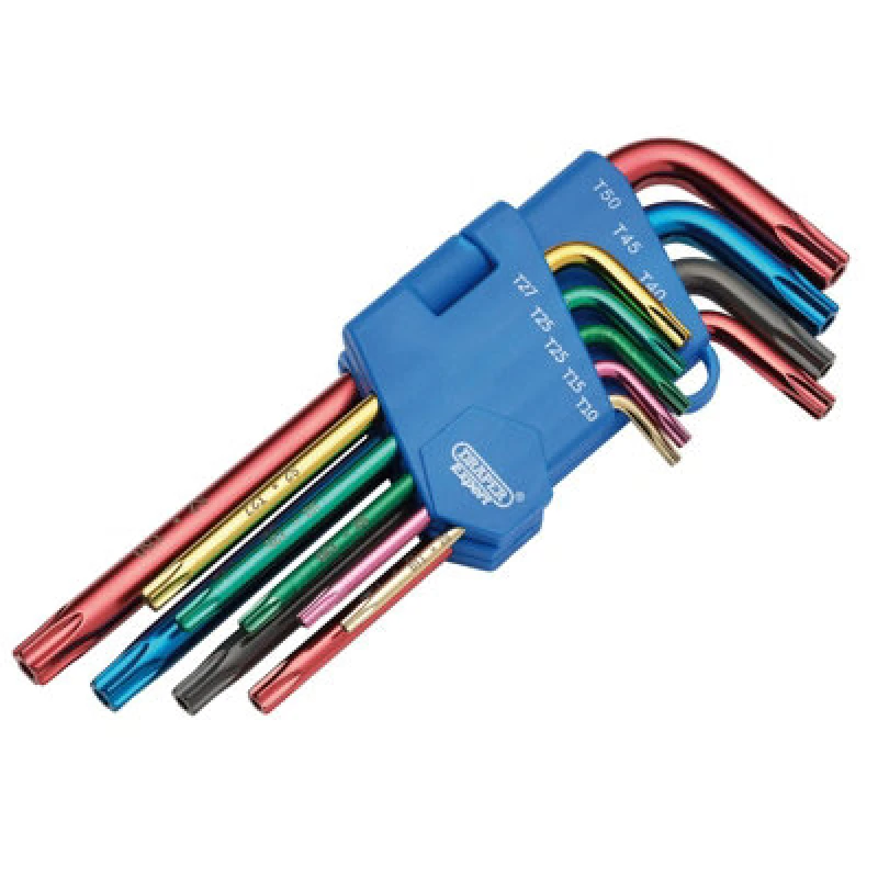 Image of Draper Draper - tx-star key set 9 pc coloured Security Coloured Hex. Key Set (9 Piece) 24122