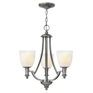 Image of Multi Arm Chandelier 3 Light Antique Nickel Finish, E27