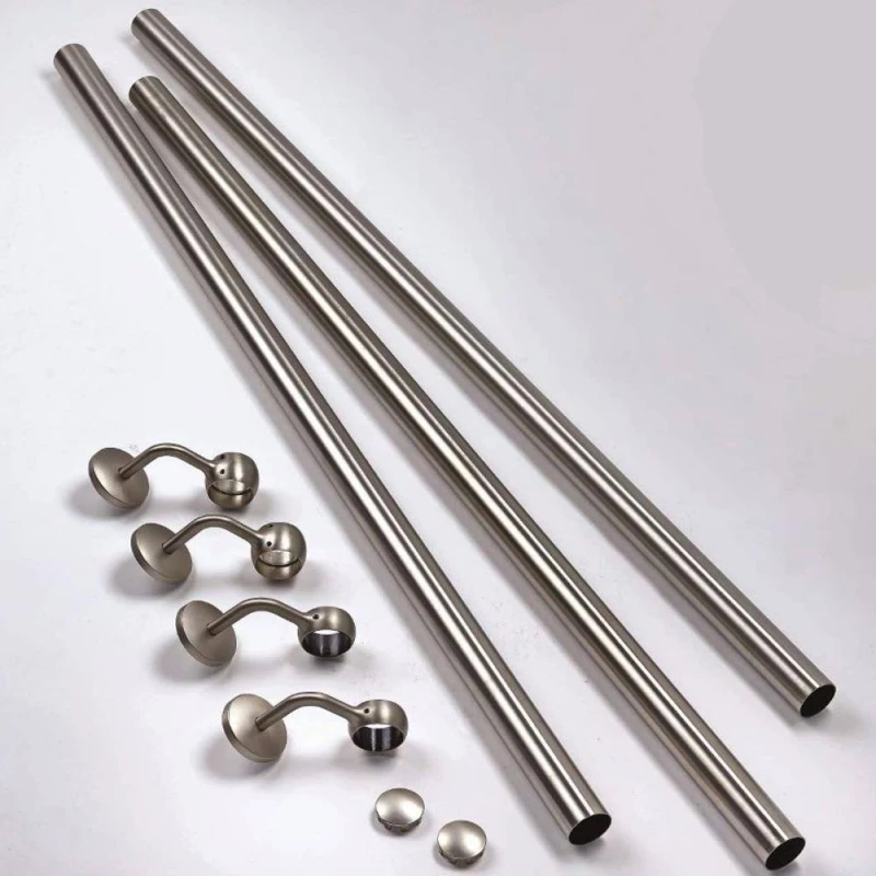 Image of Forgeworks Polished Steel Premium Easy Install Indoor Stair Handrail Kit 3.6m in Silver Silver Unisex