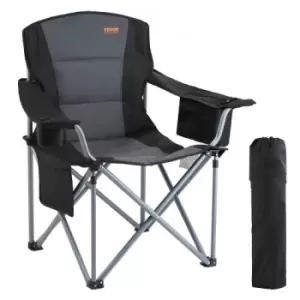 Image of VEVOR Camping Folding Chair for Adults, Portable Heavy Duty Outdoor Quad Lumbar Back Padded Arm Chairs with Side Pockets, Cup Holder and Cooler Bag fo