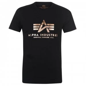 Image of Alpha Industries Basic Logo T-Shirt - Black Gold