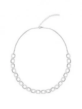 image of Simply Silver Sterling Silver 925 Cubic Zirconia And Polished Link Allway Necklace