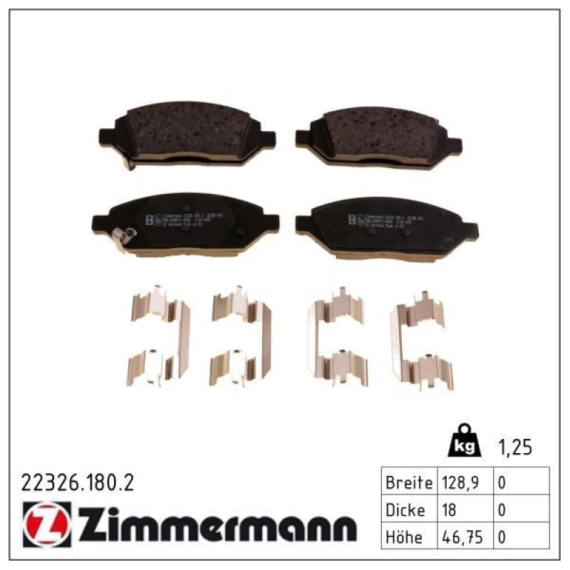 Image of ZIMMERMANN Brake pad set ZIMMERMANN 22326.180.2