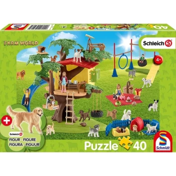 Image of Schleich It's a Dogs' Life Jigsaw Puzzle & Bonus Figure - 40 Pieces