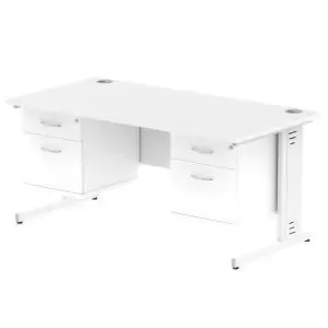 Image of Impulse 1600 Rectangle White Cable Managed Leg Desk White 2 x 2 Drawer