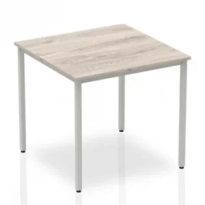 image of Trexus Square Box Frame Silver Leg Table 800x800mm Grey Oak Ref