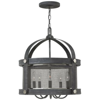 Image of Elstead - Hinkley Holden Chandelier Lantern Ceiling Light 5x E14 Aged Zinc