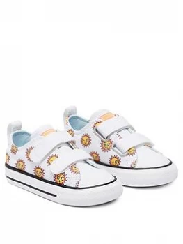 image of Converse Chuck Taylor All Star 2v Sunny Daisy Ox Infants Trainer - White, Orange, Size 4