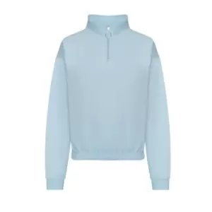 image of Awdis Womens/Ladies Cropped Sweatshirt (L) (Sky Blue)