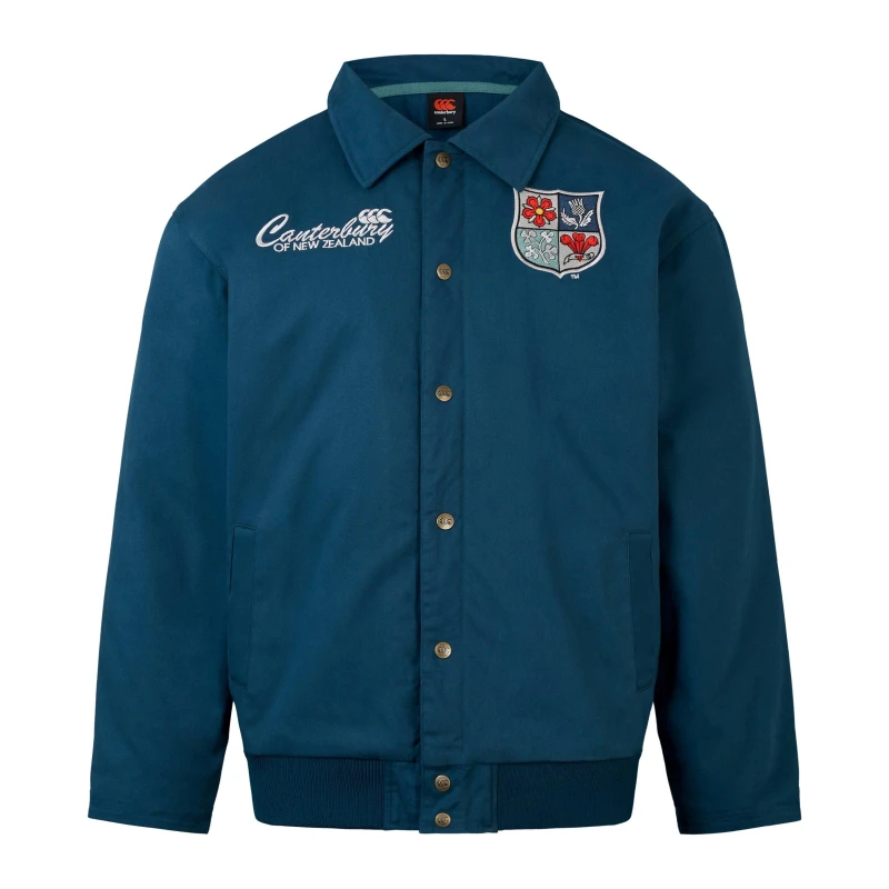Image of Canterbury Mens Heritage British and Irish Lions Quilted Cotton Long Sleeve Jacket Moonlight Ocean male XS