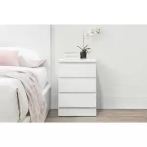 image of Oslo 3 Drawer Bedside White - White