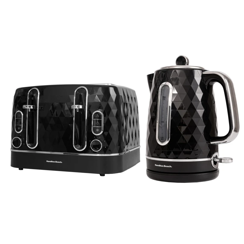 Image of Hamilton Beach Diamond Kettle & Toaster Set Black Unisex