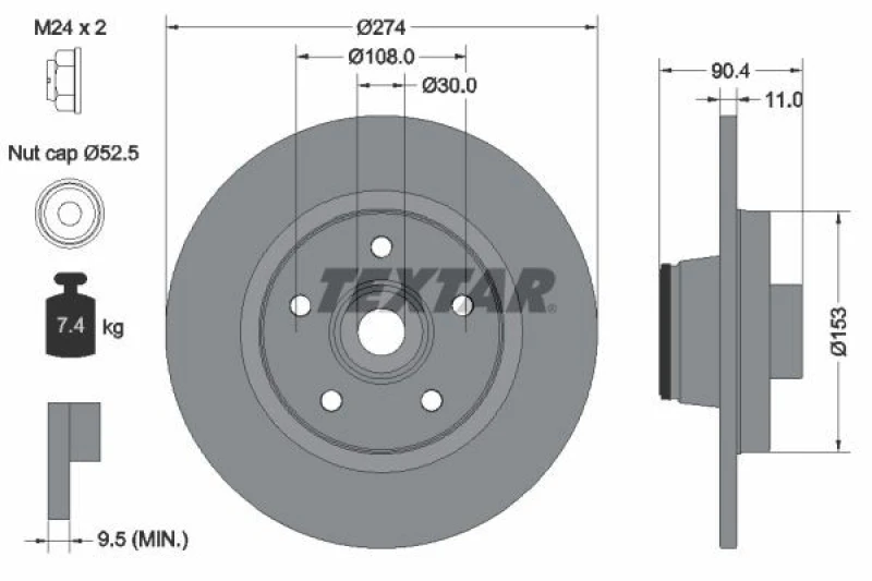 Image of Brake disc TEXTAR 92196203