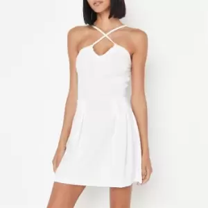 Missguided Cross Halterneck Mini Dress - White