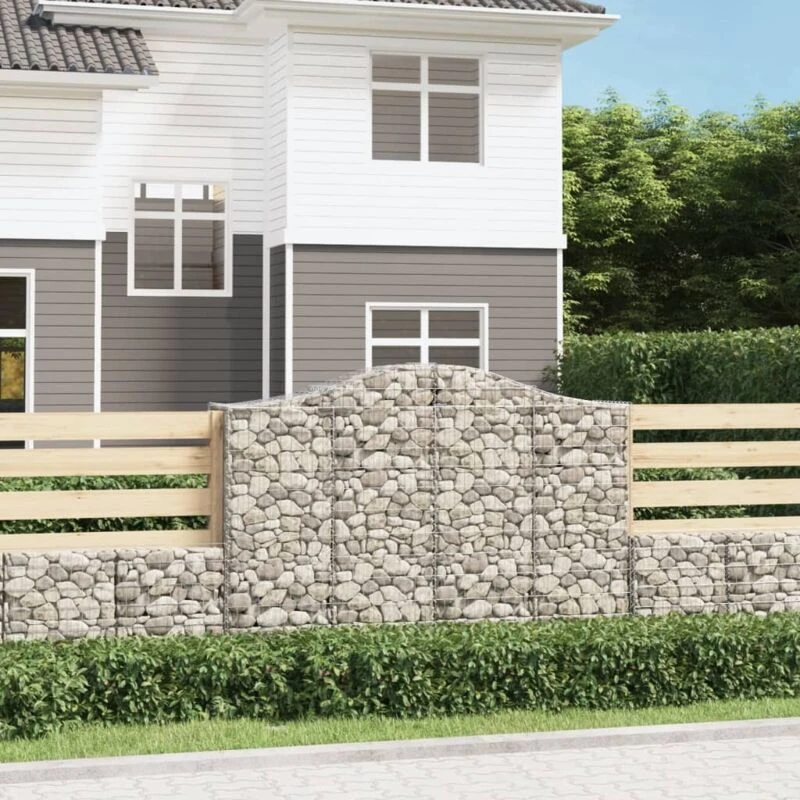 Image of vidaXL Arched Gabion Baskets 2 pcs 200x50x140/160cm Galvanised Iron, Silver 3145682