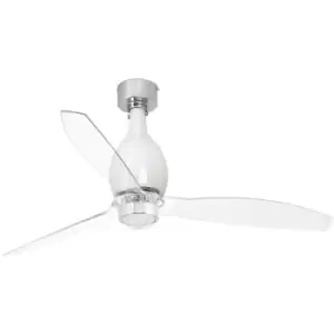 Image of Faro mini eterfan - LED Shiny White, Transparent Ceiling Fan with dc Motor Smart - Remote Included, 3000K