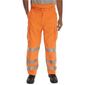 Image of BSeen Rail Spec Trousers Teflon Hi Vis Reflective 46 Tall Orange Ref