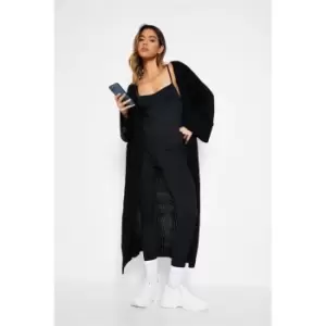 Image of I Saw It First Wide Sleeve Knitted Maxi Cardigan - Black