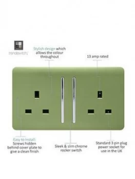 Image of Trendiswitch 2G 13A Switched Socket Moss Green