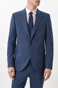 image of Slim Fit Blue Semi Plain Suit Jacket