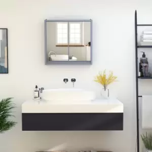 image of HOMCOM Wall Mounted Bathroom Mirror Cabinet with Storage Shelf Grey