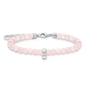 image of THOMAS SABO Silver Rose Quartz Charm Carrier Bracelet