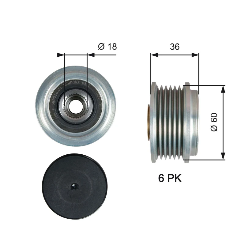 Image of GATES Alternator clutch pulley GATES OAP7215