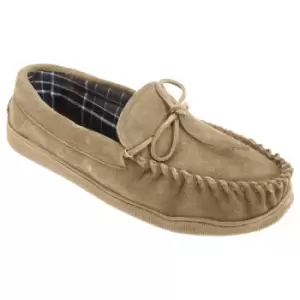 image of Sleepers Mens Adie Real Suede Moccasin Slippers (10 UK) (Sand)