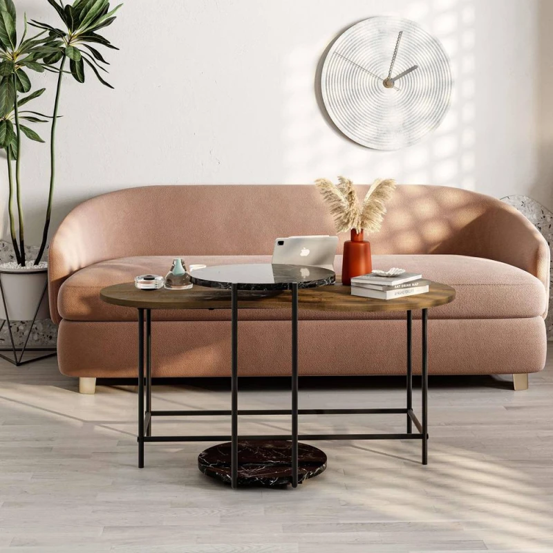 Image of Decortie Cuddle' Modern Coffee Tables 2 Piece Nested Set Size: 1 Pack Multicolor Unisex 1 Pack