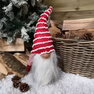 image of 40cm Red Christmas Themed Bearded Gonk With Pointy Hat - Stripey