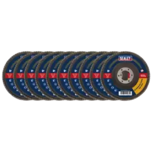 Image of Sealey 120Grit Flap Discs Aluminium Oxide 115mm 22mm Bore - Pack of 10 - FD11512