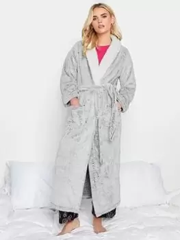 Image of PixieGirl Petite Contrast Wellsoft Maxi Robe, Grey, Size 12-14, Women