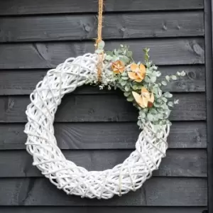 image of White Rattan Wreath 40cm White