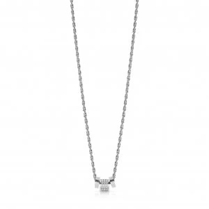 image of Guess Love Knot Silver Plated Crystal Disc Pendant Necklace