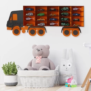 Image of Kamyon - Orange, Black Orange Black Decorative MDF Wall Shelf
