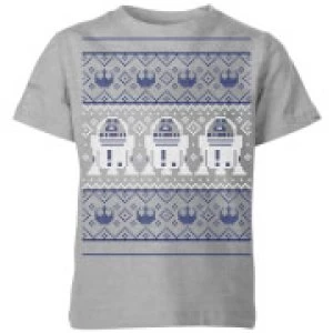 Image of Star Wars R2-D2 Knit Kids Christmas T-Shirt - Grey - 11-12 Years