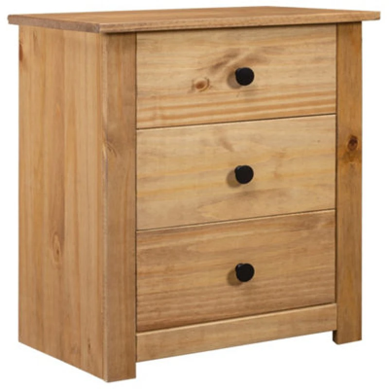 Image of vidaXL Solid Wood Pine Bedside Cabinet 3 Drawers Night Stand Sideboard Bedroom