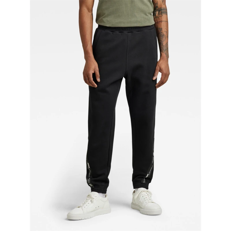 Image of G Star Mens Logo Tape Closed Cuff Fleece Joggers Dk Black male X Small