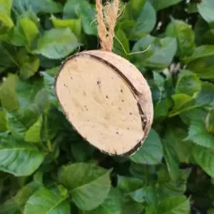 Image of Wild Garden Bird Suet and Seed filled Coconut Feeder Half with Hanging String - Tom Chambers
