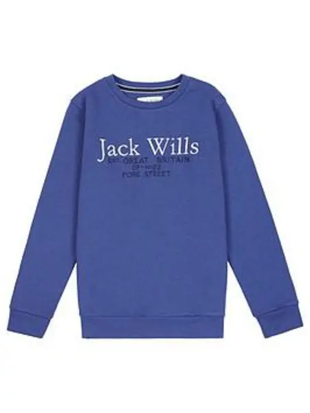 Image of Jack Wills Navy Junior Crew Neck Sweatshirt Navy Boys 8/9Y 199359UK