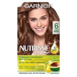 image of Garnier Nutrisse 6 Light Brown Permanent Hair Dye Brunette