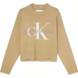 Image of Calvin Klein Jeans Monogram Loose Sweater - Beige