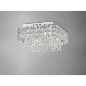 image of Ceiling lamp Edison square 4 bulbs polished chrome / crystal