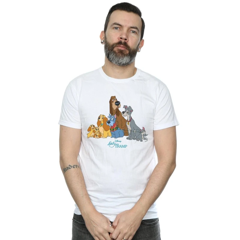 Image of Disney Men Lady And The Tramp Classic Group T-Shirt in White Size: Small White S Male 5059400548723