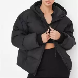 image of Missguided Hooded Padded Puffer Coat - Black