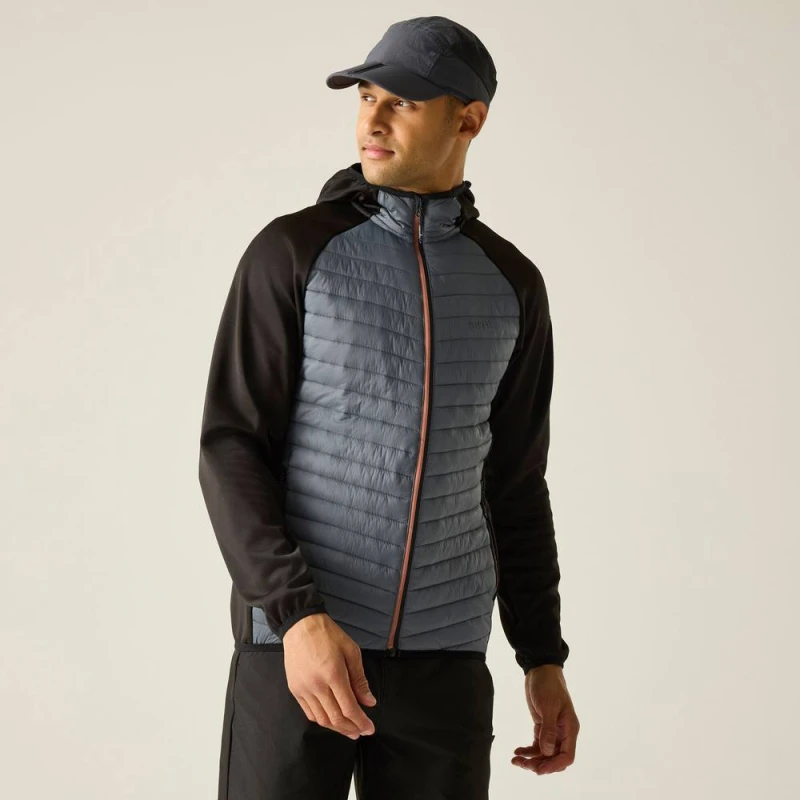 Image of Regatta Mens Andreson Hybrid Insulated Quilted Jacket in Dark Grey Size: Medium Dark Grey Male M