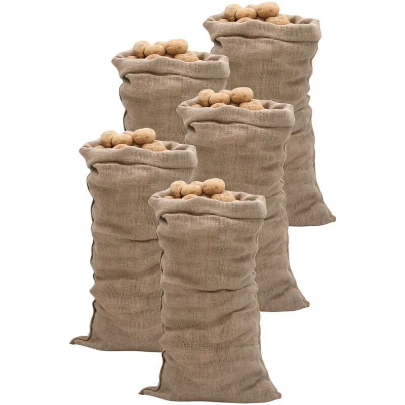 Image of Vidaxl Jute Sacks 5 Pcs 65X135cm 100% Jute 220 Gsm, Brown 155779