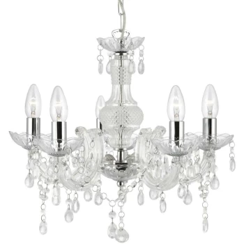 Image of Searchlight Lighting - Searchlight Marie Therese - 5 Light Multi Arm Ceiling Pendant Clear with Crystals, E14