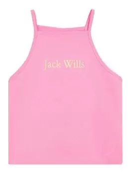 Image of Jack Wills Girls Script Strap Vest - Pink, Size Age: 10-11 Years, Women
